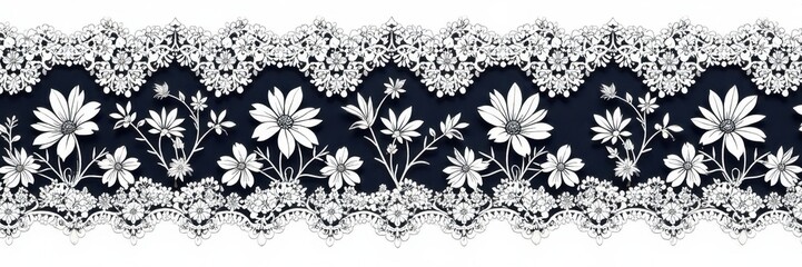 White on white floral lace trim, repeating pattern , background, frame, lace