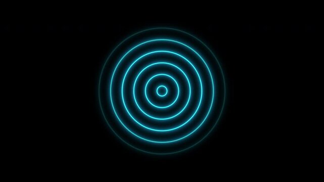 Animated blue glowing concentric circles on a black background. This looped animation is isolated and includes an alpha channel.