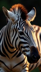 Naklejka premium Crisp high contrast zebra stripes, macro view, wildlife photography, black, background