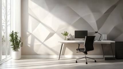 Modern Minimalist Home Office with Stylish Decor and Natural Light