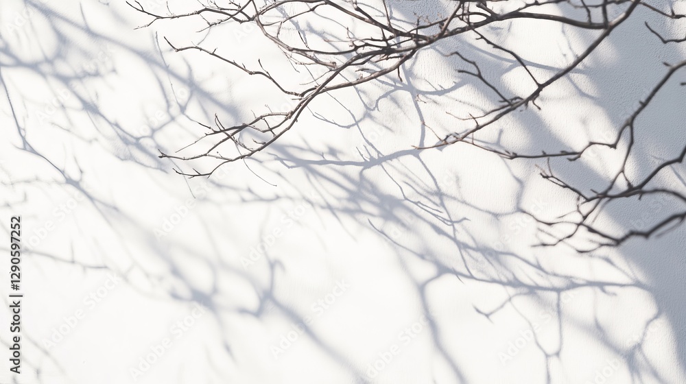 Aufkleber shadows of bare branches create intricate patterns on a light-colored wall during a quiet afternoon 