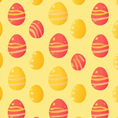 Bright vector Easter egg pattern on yellow background flat design