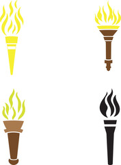 Ancient Olympic  Torch Flames rising  silhouette vector