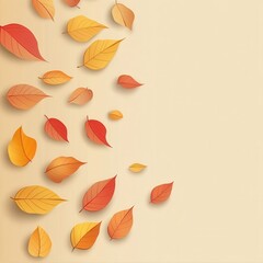 Minimalist autumn background paper leaves illustration