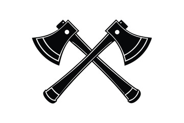 two axe icon  silhouette vector on white background