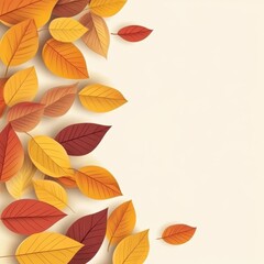 Minimalist autumn background paper leaves illustration