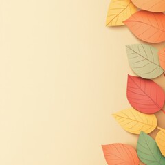 Minimalist autumn background paper leaves illustration