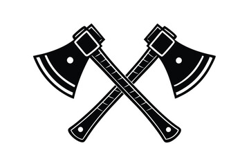 two axe icon  silhouette vector on white background