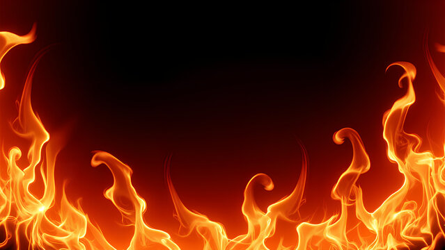Ein dramatischer abstrakter Hintergrund aus wirbelnden, tiefroten Flammen vor einer pechschwarzen Leere.KI Generated