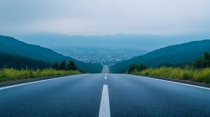 Obraz premium Winding Mountain Road Leads to Stunning Cityscape Overlook