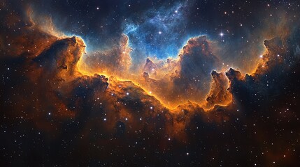 Obraz premium Abstract space design with radiant nebulae, glowing stars, and vibrant cosmic clouds 