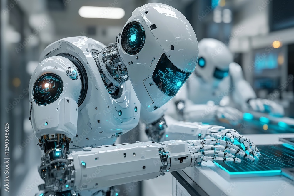 Aufkleber Robots working in a high-tech laboratory focusing on advanced technology and automation processes