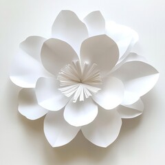 White Flower Applique for Children on White Paper Background