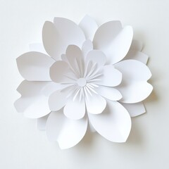 White Flower Applique for Children on White Paper Background
