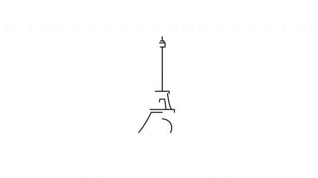 Eiffel tower line animation paris city symbol