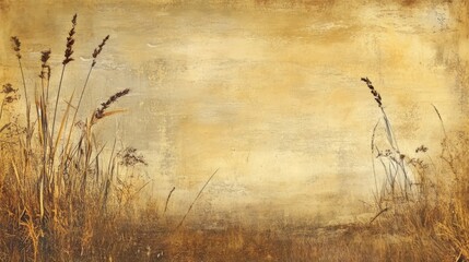 Golden hues and faded grass create a warm backdrop, perfect for adding text. The rustic, earthy tones evoke a sense of nature's beauty.