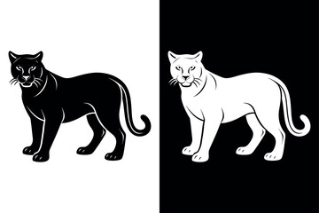 Black Wildcat Silhouette Vector Icon Crisp & Clean Illustration.