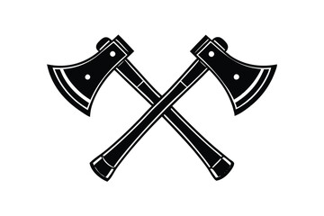 two axe icon  silhouette vector on white background