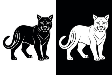 Black Wildcat Silhouette Vector Icon Crisp & Clean Illustration.