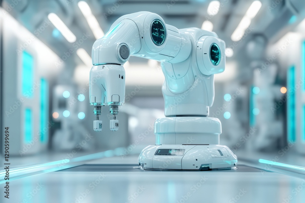Leinwandbilder modern industrial robot arm working in a high-tech automated factory environment during daylight hou