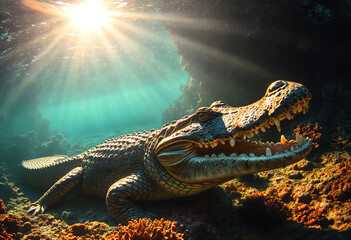 Crocodile Sunlight Water Wildlife