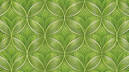 Organic patterns of green wallpaper with wavy lines and circular shapes in nature-inspired design