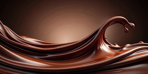 Rich, velvety dark chocolate flows down a sleek surface, meltded dark chocolate flow