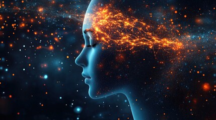 Obraz premium Abstract design with glowing mind maps, neural connections, and pulsating thought energy 