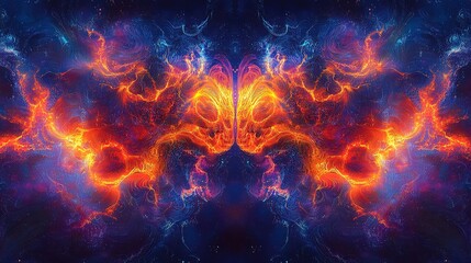 Fototapeta premium Abstract design of a brain with glowing neural paths, digital energy patterns, and cosmic light 