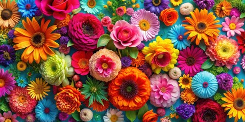 Colorful Floral Explosion, hippie chic, colorful blooms