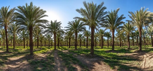 Obraz premium Palm Tree Plantation Under Sunny Sky