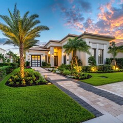 Obraz premium Luxurious Florida Home at Sunset