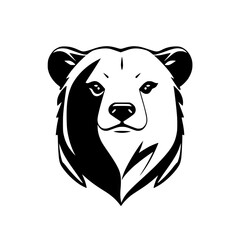 Bear head logo in black and white, illustrating a split face with dark and light, on white background.