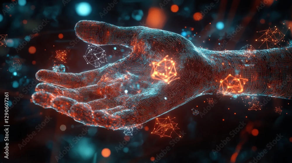 Poster digital transformation futuristic environment 3d visualization abstract technology conceptual art vi