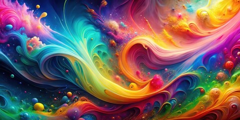 Vibrant abstract background with swirling color spots and added effects of depth and texture, swirling, spotlights
