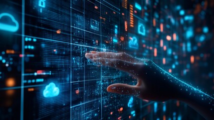 Digital interaction event with futuristic interface virtual environment high-tech concept engaging user experience immersive technology exploration