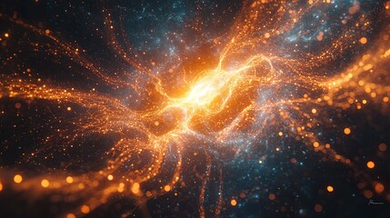 Fototapeta premium Abstract brain concept with glowing synapses, energetic neural paths, and digital light formations 