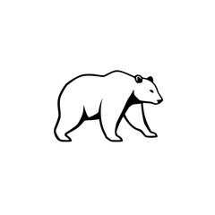 Bear Icon: A Minimalist Line Art Illustration of a Walking Bear on White Background.