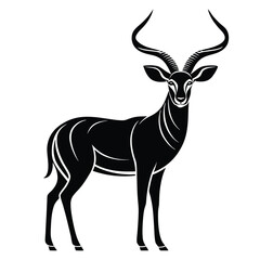 Black Silhouette of Kudu Antelope for Safari Design