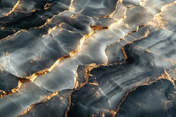 Close-up of an elegant black and gold marbled stone surface, showcasing intricate patterns.