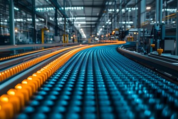 Naklejka premium High-Tech Automated Conveyor Belt in Modern Industrial Warehouse