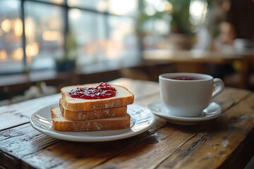Breakfast toast jam tea cafe