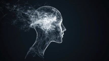Abstract representation of a human head with neural connections