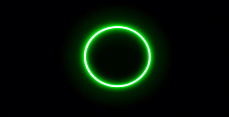 Glowing green light ring black background grainy gradient noise texture poster banner backdrop abstract design