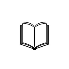 Open Book Illustration: Black and White Open Book, clean, modern, geometric, minimalist, on a white background.