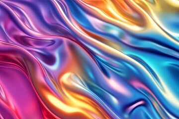 Obraz premium Holographic texture with vibrant waves of color creating a visually striking abstract background