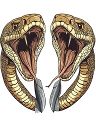 Two Angry Snakes With Feathers