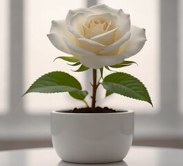 white rose in a pot