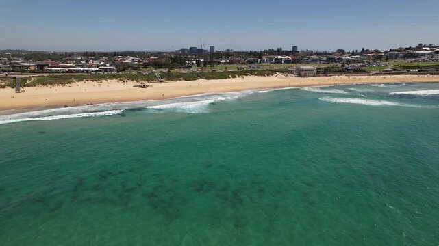 Drone Shot Of Merewether Beach At Daytime In NSW, Australia