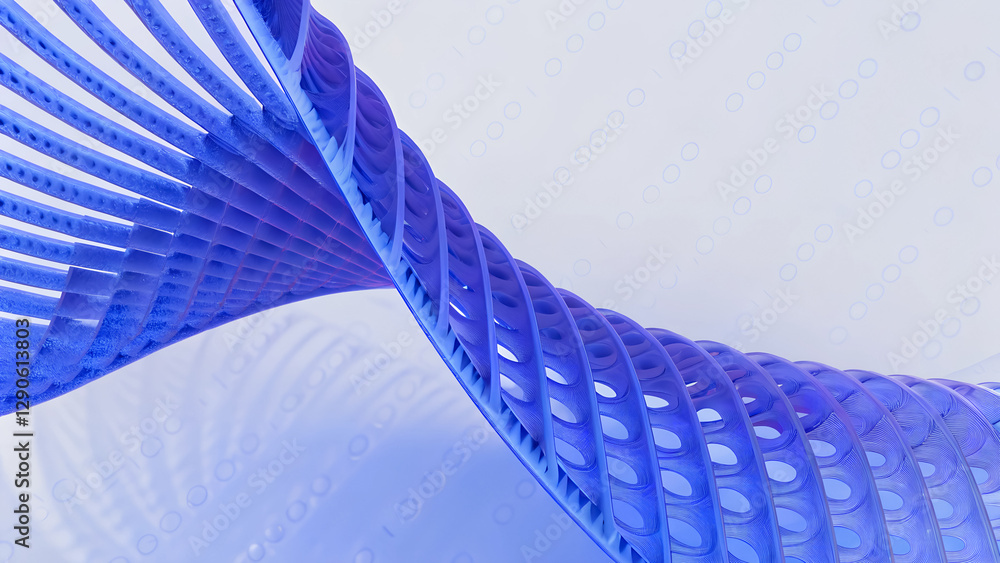 Poster 3d render illustration features a minimal geometric background with a blue wavy shape.